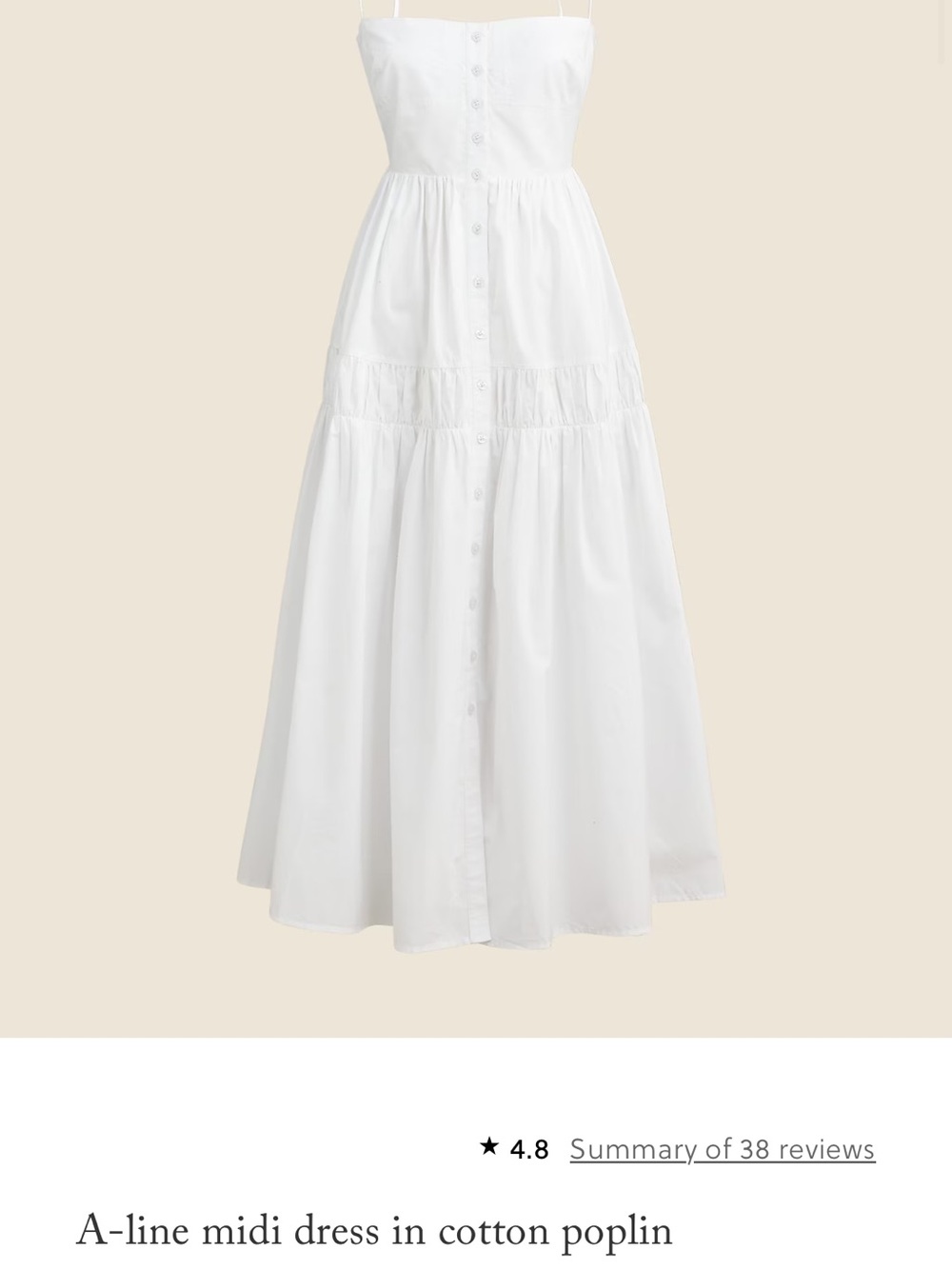 J. Crew White A-Line Midi Skirt with Button Front